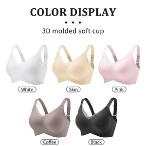 Seamless V-neck wireless bras for women in five colors with 3D molded soft cups