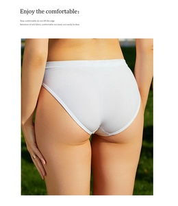 Detail of white ribbed cotton panties featuring seamless texture and outdoor back view