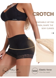 Détail des coussinets amovibles et de la dentelle sur la culotte sculptante gainante