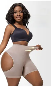 Detail showing high waist control design and lift-up cutout of the shapewear panties