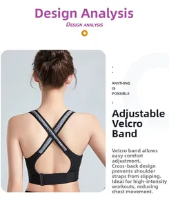 Dettaglio retro del reggiseno sportivo con spalline incrociate e fascia in velcro regolabile