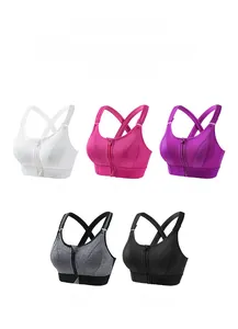 Set reggiseni sportivi con zip frontale in cinque colori, tessuto tecnico e spalline a X