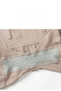 Detail view of cotton crotch lining on high-waist seamless tummy control underwear