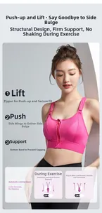 Dettaglio del reggiseno sportivo con cerniera frontale e tecnologia di bloccaggio