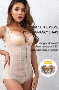 Detail of breathable mesh waist trainer with adjustable multi-row metal hook eye closure