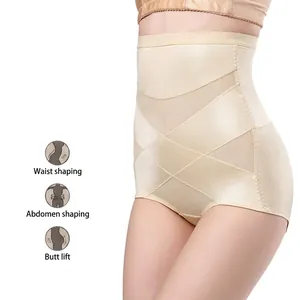 Gaine amincissante taille haute pour femme avec maille de compression croisée et effet push-up