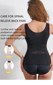 Detail of cross-back stitch structure on a breathable mesh posture corrector vest
