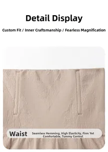 Detail view of high-waist tummy control shapewear with seamless edges and elastic fabric