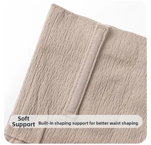 Close-up of embedded shaping boning and high-elastic ribbed fabric for waist control