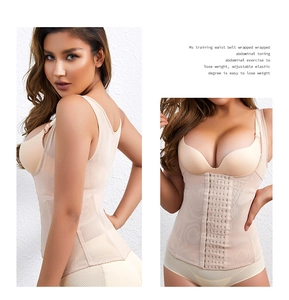 Detailed view of the breathable mesh body shaper with adjustable five-row front hook closure