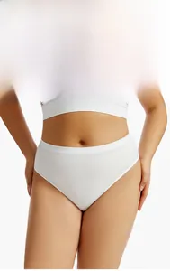 Detail of white seamless low-rise thong showing breathable mesh texture and flat edges