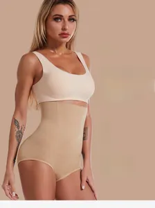 Detail of high waist tummy control underwear with seamless elastic fabric for body shaping