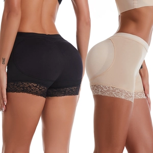 Culotte Gainante Femme Taille Haute Contrôle du Ventre Avec Coussinets de Hanche Amovibles Bordure Dentelle Gainante Sans Couture