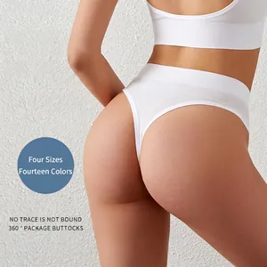String sans couture blanc pour femme, sous-vêtement invisible en 14 couleurs et 4 tailles