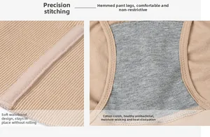 Detail of high waist shapewear with ribbed fabric, support bones and breathable cotton crotch