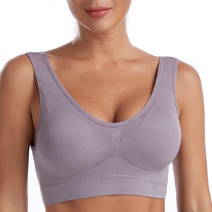 Soutien-gorge sport violet sans couture avec maille respirante pour yoga et running
