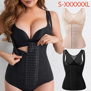 Women's Tummy Control Shapewear Vest Waist Cincher Corset Body Shaper With Hook And Eye Closure Breathable Mesh Tank Top