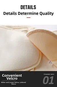 Vue détaillée du large système de fermeture à velcro sur une ceinture amincissante beige