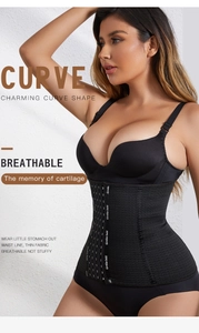 Close-up of breathable mesh fabric and adjustable triple-row hook closure on waist trainer