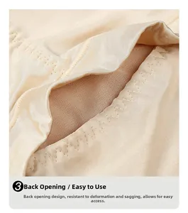 Détail macro de culotte gainante taille haute avec ouverture arrière ergonomique