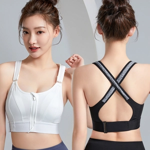 Reggiseno Sportivo Donna ad Alto Impatto Cerniera Anteriore Senza Ferretto Push Up Top Sportivo per Yoga Corsa Palestra Taglie Forti Incrocio sulla Schiena