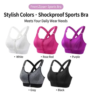 Set di cinque reggiseni sportivi con zip frontale e incrocio sulla schiena