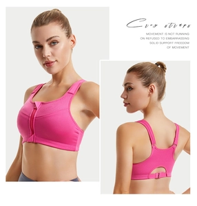 Front zipper high-impact sports bra with hollow racerback and adjustable buckle detail