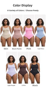 Détail des bodys sans couture hautement élastiques en 7 couleurs dont rose et noir