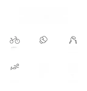 Icone per l'uso del reggiseno sportivo nel ciclismo, boxe, salto, corsa e sollevamento pesi