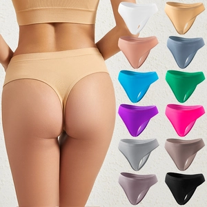 Women Seamless Thong Sexy Breathable Nylon T-Back Panties Plus Size High Cut Invisible Underwear For Ladies