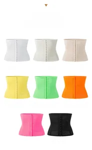 Detail of waist trainer in 8 colors with breathable mesh and 3-row hook closures