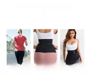Vue triple d'une gaine amincissante noire pour le sport et le modelage post-partum