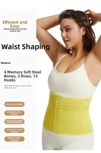 Detail of waist trainer with 4 memory steel bones and 3-row adjustable hook-and-eye closure