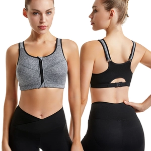 Women High Impact Front Zipper Sports Bra Shockproof Breathable Padded Yoga Gym Running Fitness Activewear Bra Top