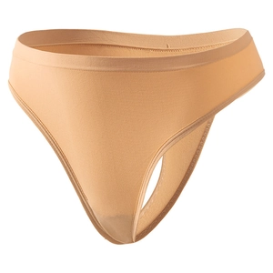 Nude skin tone seamless cotton thong for women with a low-waist sexy athletic fit