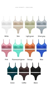 Matrice di set reggiseno e perizoma sportivi senza cuciture in 11 tonalità vivaci per fitness