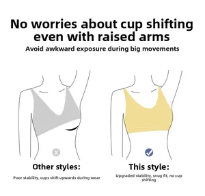 Detail showing the seamless stable fit and anti-slip design of the wireless comfort bra