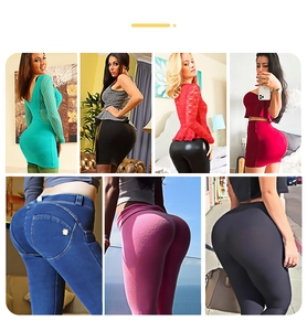 Detailed views of high-waist slimming shorts showing elastic compression and butt lift effect