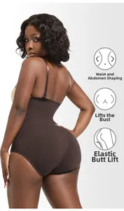 Detail view of seamless high-waist bodysuit with firm tummy control and butt lifting effect