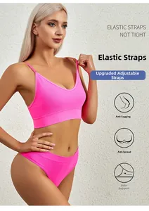 Detail of pink ribbed lingerie set featuring adjustable straps and high-waist panty