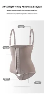 Detail of adjustable hooks and seamless hem on high-waist tummy control bodysuit