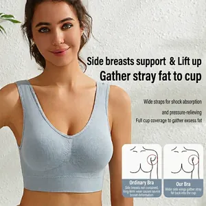 Soutien-gorge de sport bleu clair sans couture avec larges bretelles de maintien