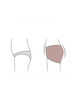 Graphic showing the before and after comparison of tummy control and butt lifting effects