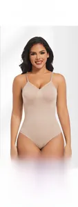 Detail of shapewear with adjustable shoulder straps and seamless thong design