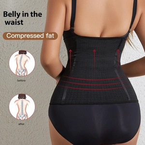 Breathable compression waist trainer with steel bones for back support and shaping
