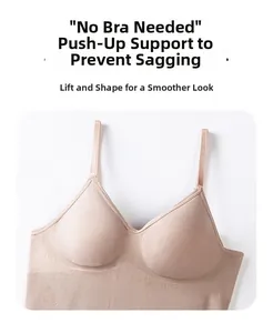Detail of nude seamless bodysuit showing push-up cups and wide ribbed support band