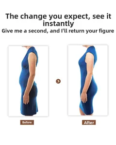 Vergleich des Schlankheitseffekts vor und nach dem Tragen eines navy Bodysuits