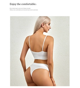 Close-up of white ribbed seamless lingerie set showing the breathable knitted fabric texture