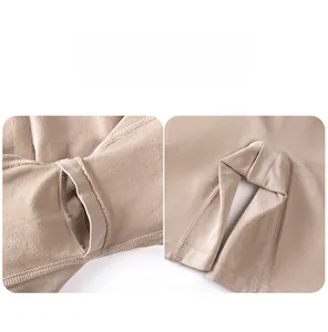 Detail of high-stretch seamless shapewear featuring a convenient open crotch design