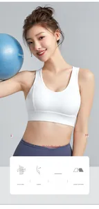 Detailed view of white sports bra with breathable mesh and racerback support design